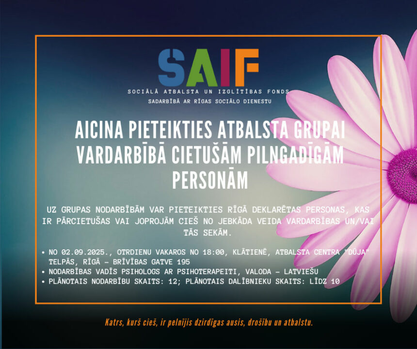 Atbalsta grupas vardarbībā cietušām personām